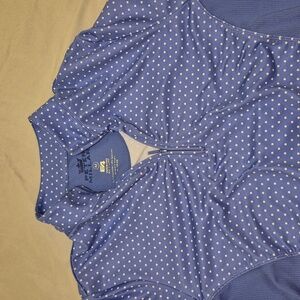 Peter Millar Blue and White Polka Dit 3/4 Zip Jacket